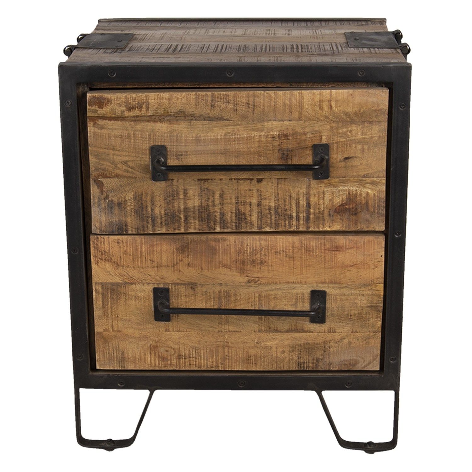 Hnědá dřevěná skříňka Country s černou konstrukcí a šuplíky - 50*45*60 cm Clayre & Eef - LaHome - vintage dekorace