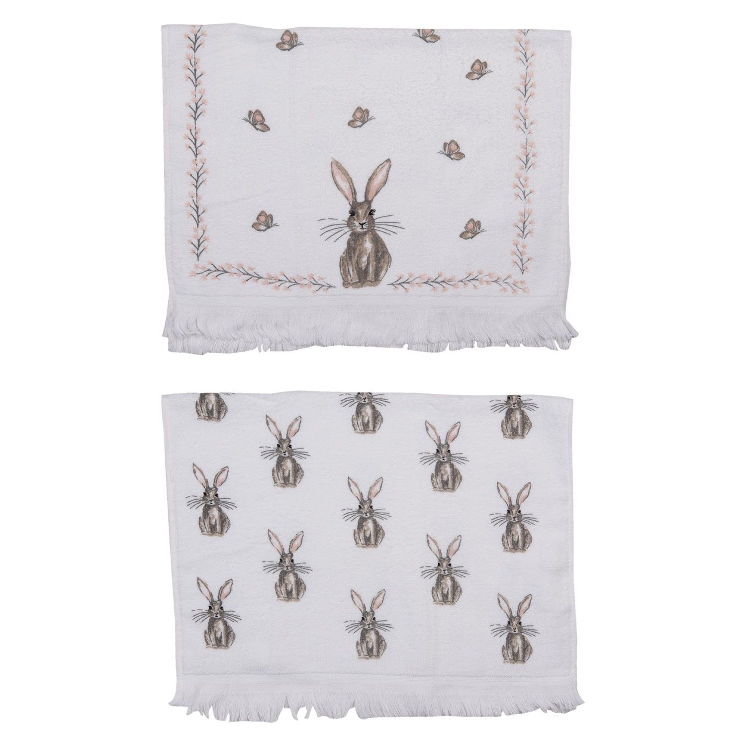 Sada 2ks kuchyňský froté ručník s králíčky - 40*66 cm Clayre & Eef - LaHome - vintage dekorace