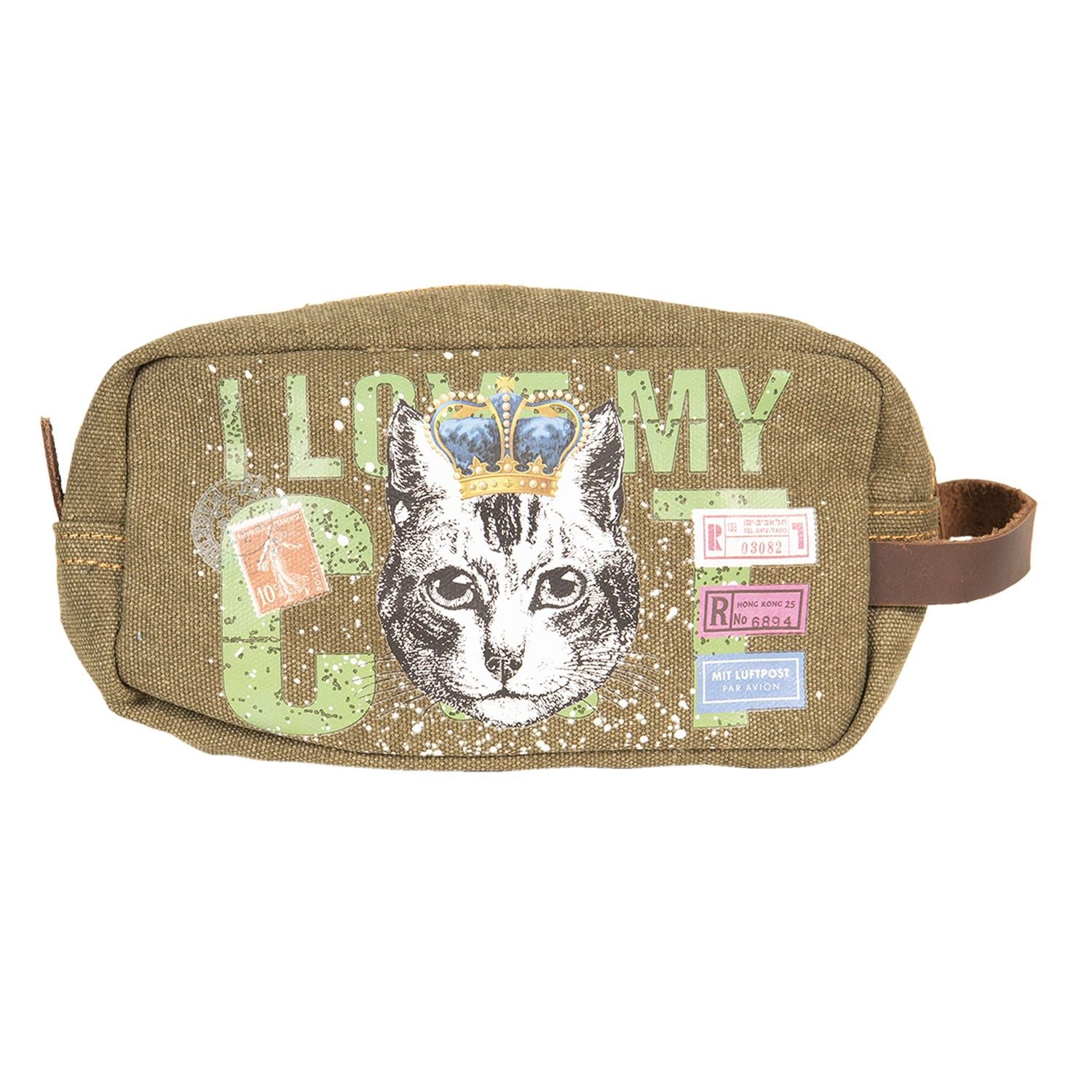 Toaletní taška na zip I Love My Cat - 23*14*2 cm Clayre & Eef - LaHome - vintage dekorace