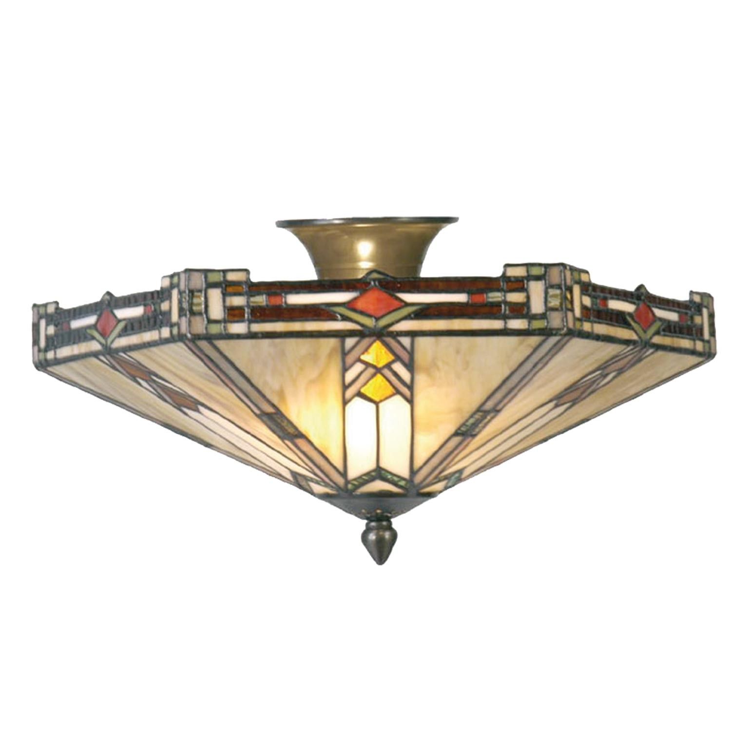 Stropní Tiffany svítidlo Goddard – Ø 40*23 cm E14/max 2*40W Clayre & Eef - LaHome - vintage dekorace