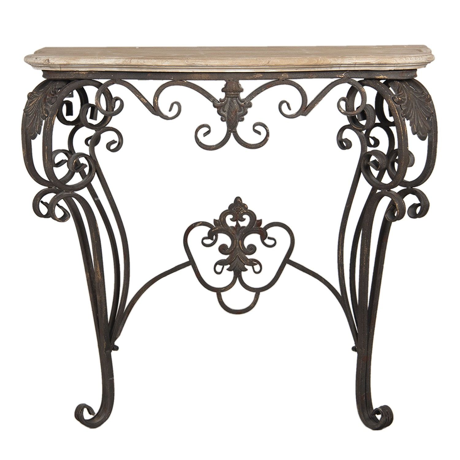 Dřevěno-kovový konzolový stůl s patinou Evariste - 88*43*79 cm Clayre & Eef - LaHome - vintage dekorace