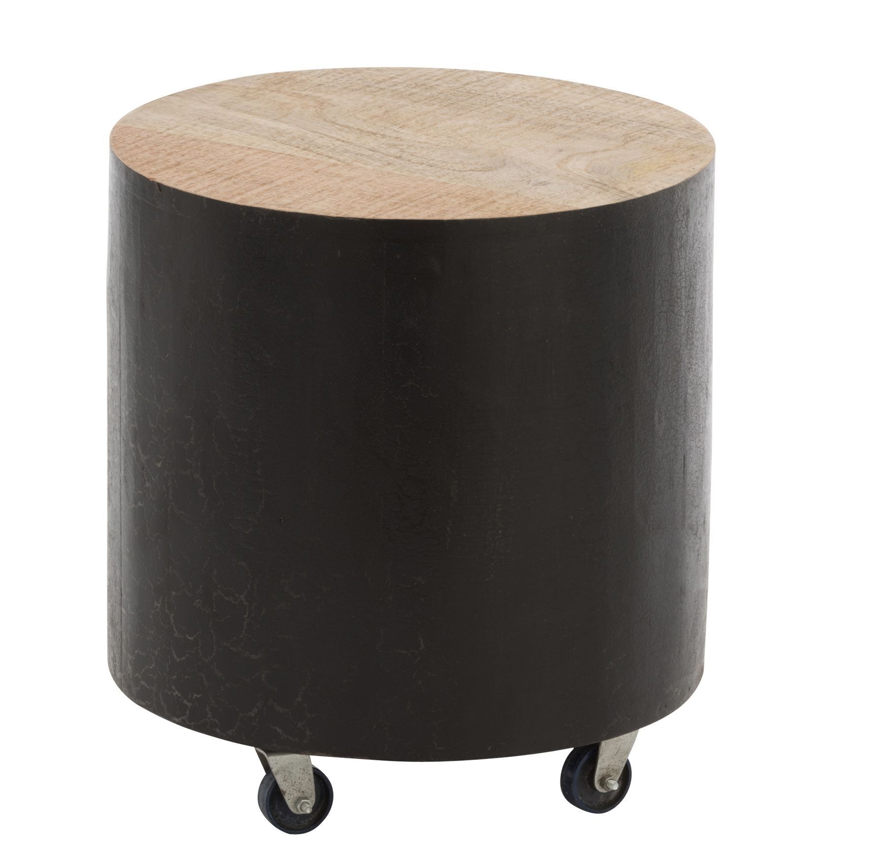 Dřevěný kulatý odkládací stolek na kolečkách Mirro - Ø 40*44cm J-Line by Jolipa - LaHome - vintage dekorace