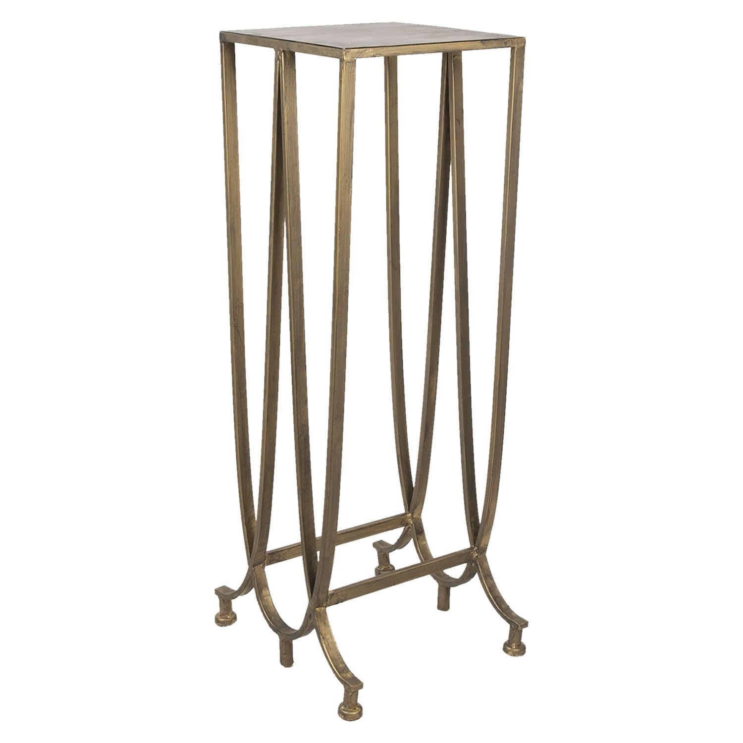 Zlatý kovový odkládací stolek s držákem na časopisy - 36*31*90 cm Clayre & Eef - LaHome - vintage dekorace