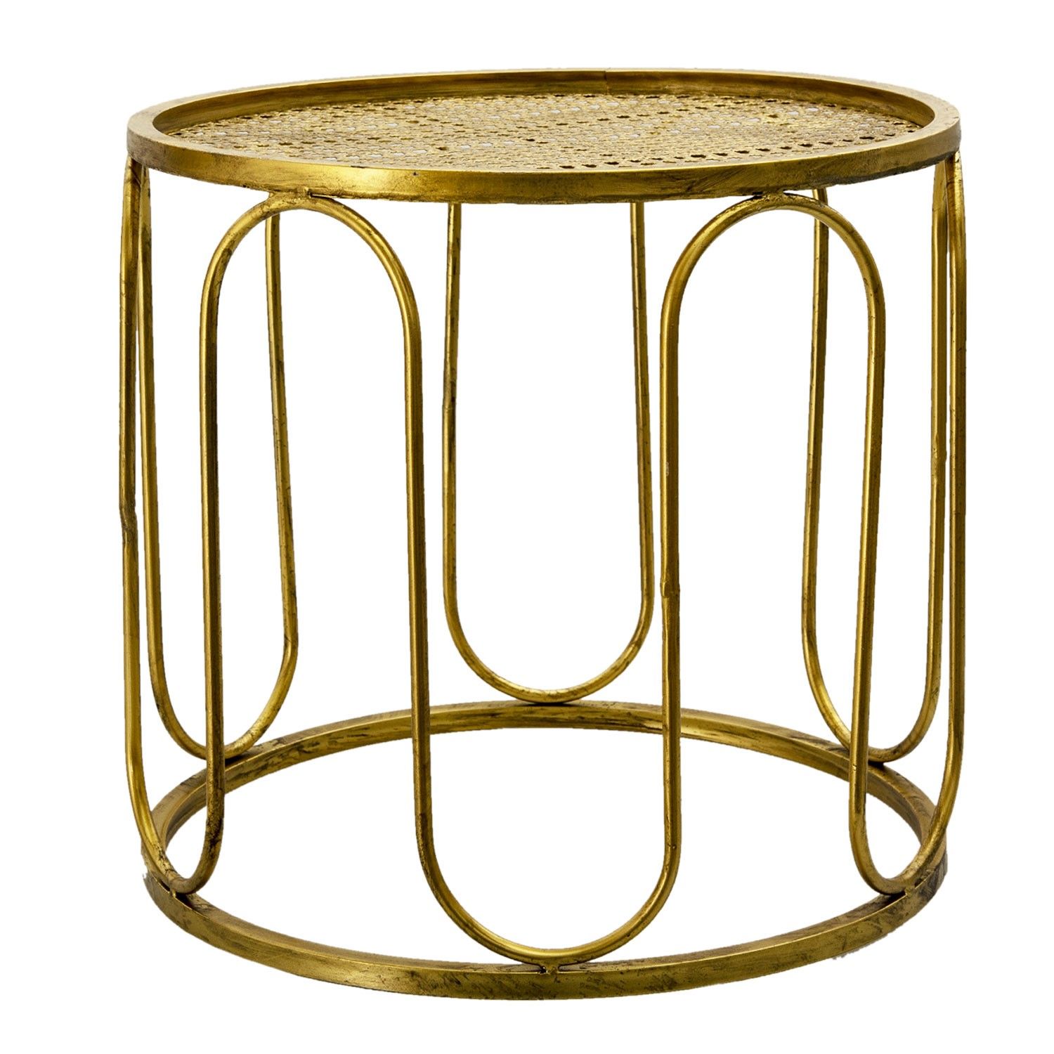Zlatý kovový odkládací stolek Kaarlo - Ø 41*37 cm Clayre & Eef - LaHome - vintage dekorace