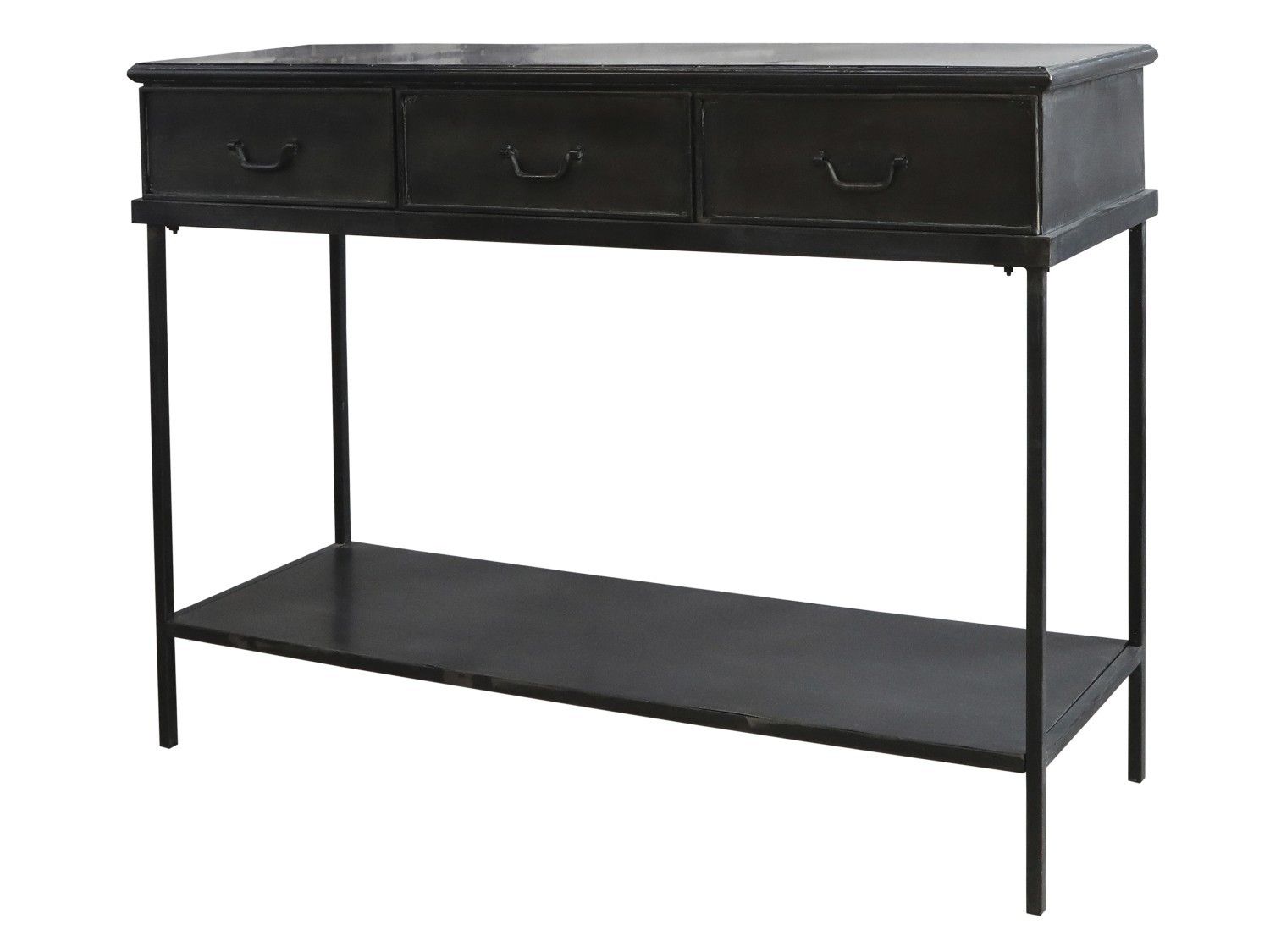 Černý kovový konzolový stůl se 3-mi šuplíky Consi - 123*41*91cm Chic Antique - LaHome - vintage dekorace