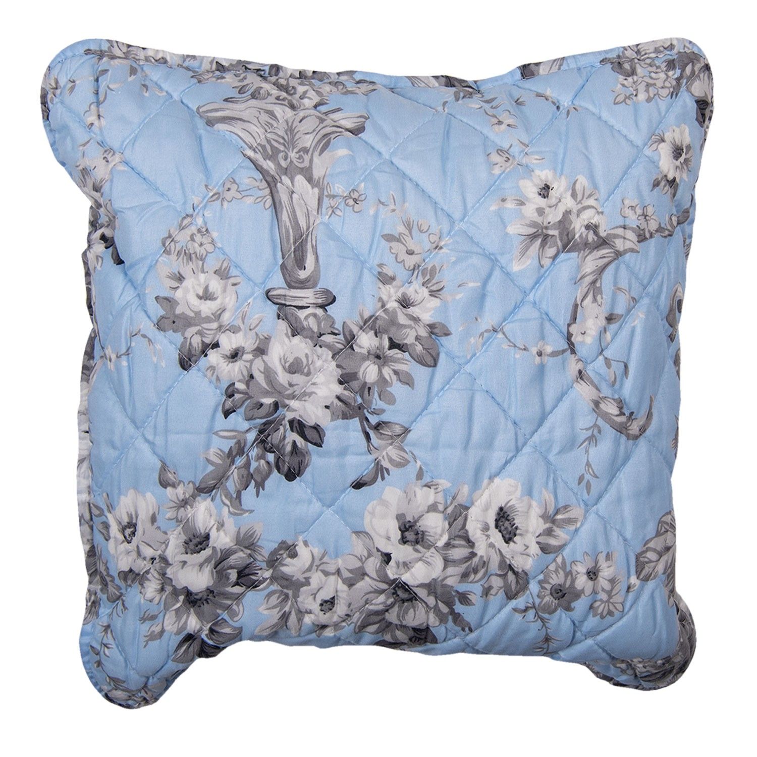 Modrý vintage povlak na polštář s květinami - 40*40 cm Clayre & Eef - LaHome - vintage dekorace