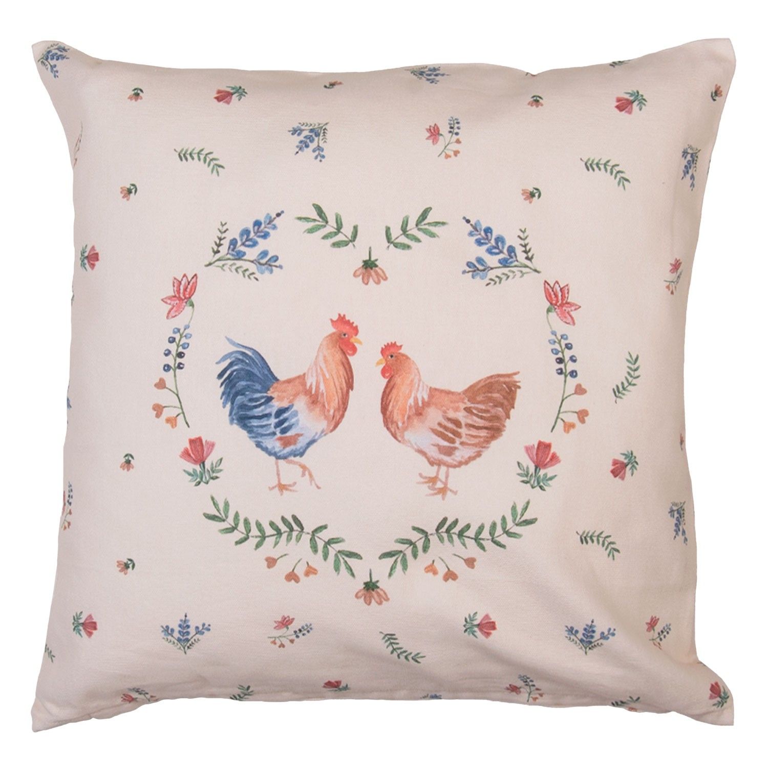 Bavlněný povlak na polštář Chicken and Rooster - 40*40 cm Clayre & Eef - LaHome - vintage dekorace
