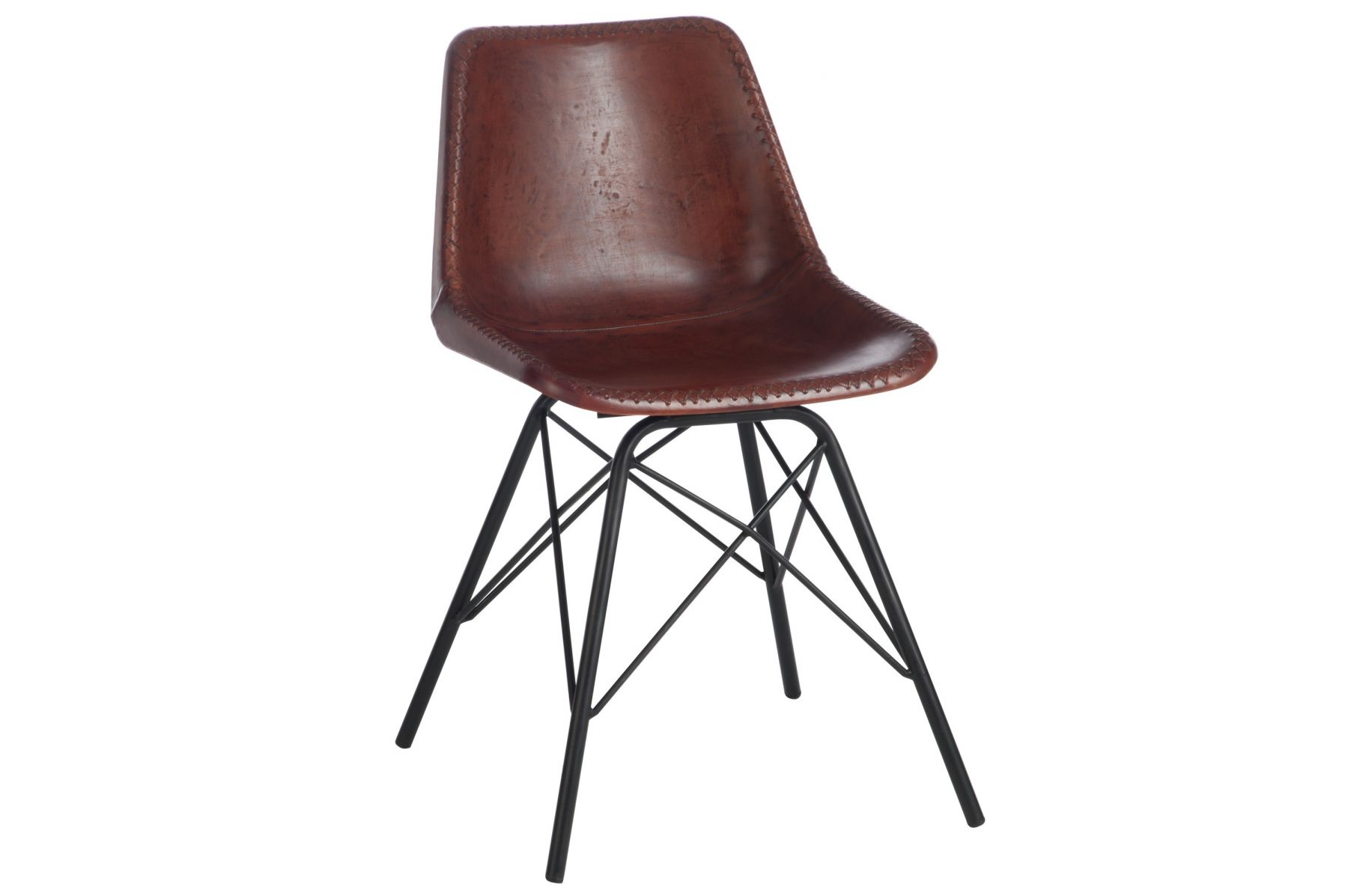 Hnědá designová židle Mocus potažená koženkou s kovovou konstrukcí - 46*49*79 cm J-Line by Jolipa - LaHome - vintage dekorace