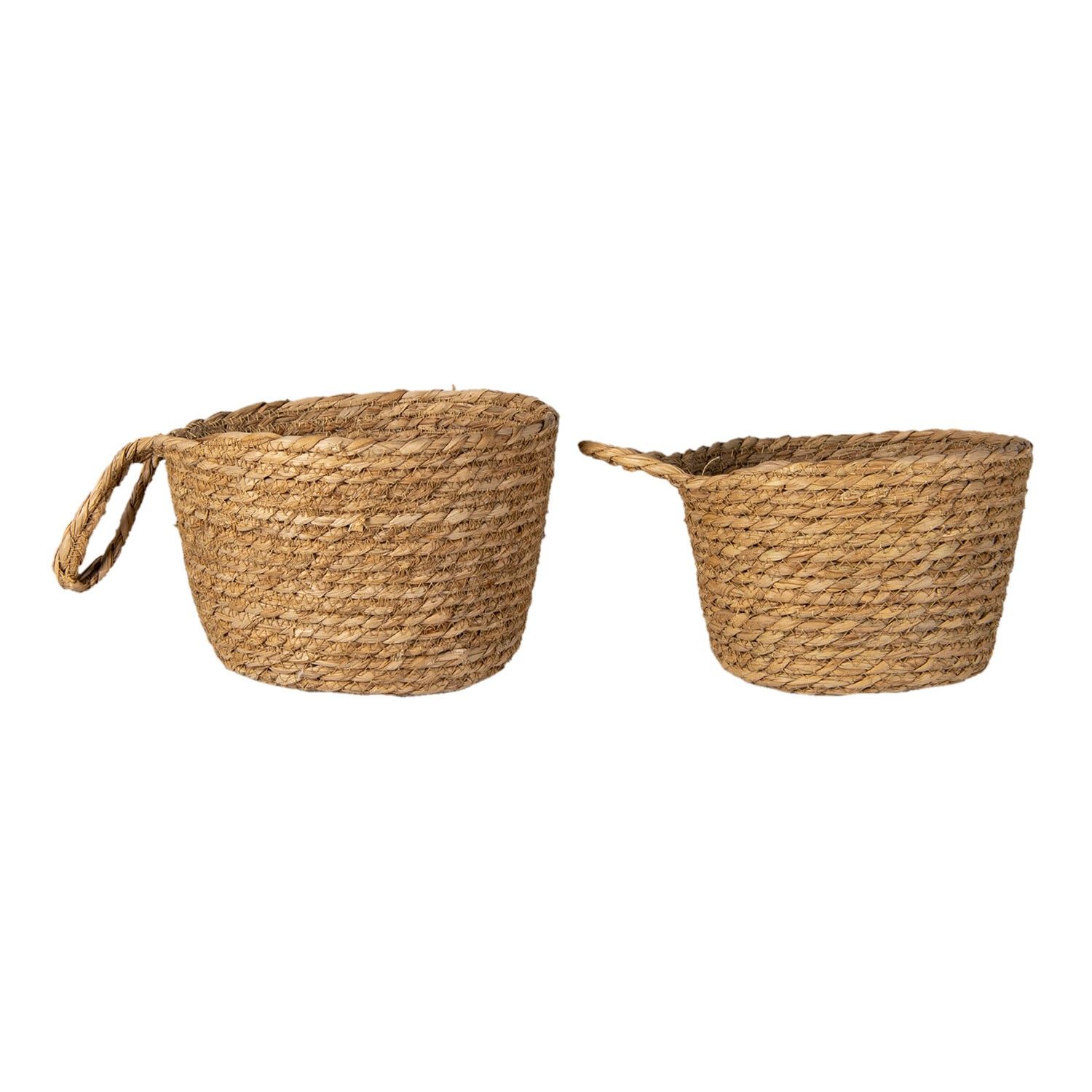 2 ks pletených dekorativních košíků Amar s uchem  -  Ø 24*15 / Ø 21*14 cm Clayre & Eef - LaHome - vintage dekorace