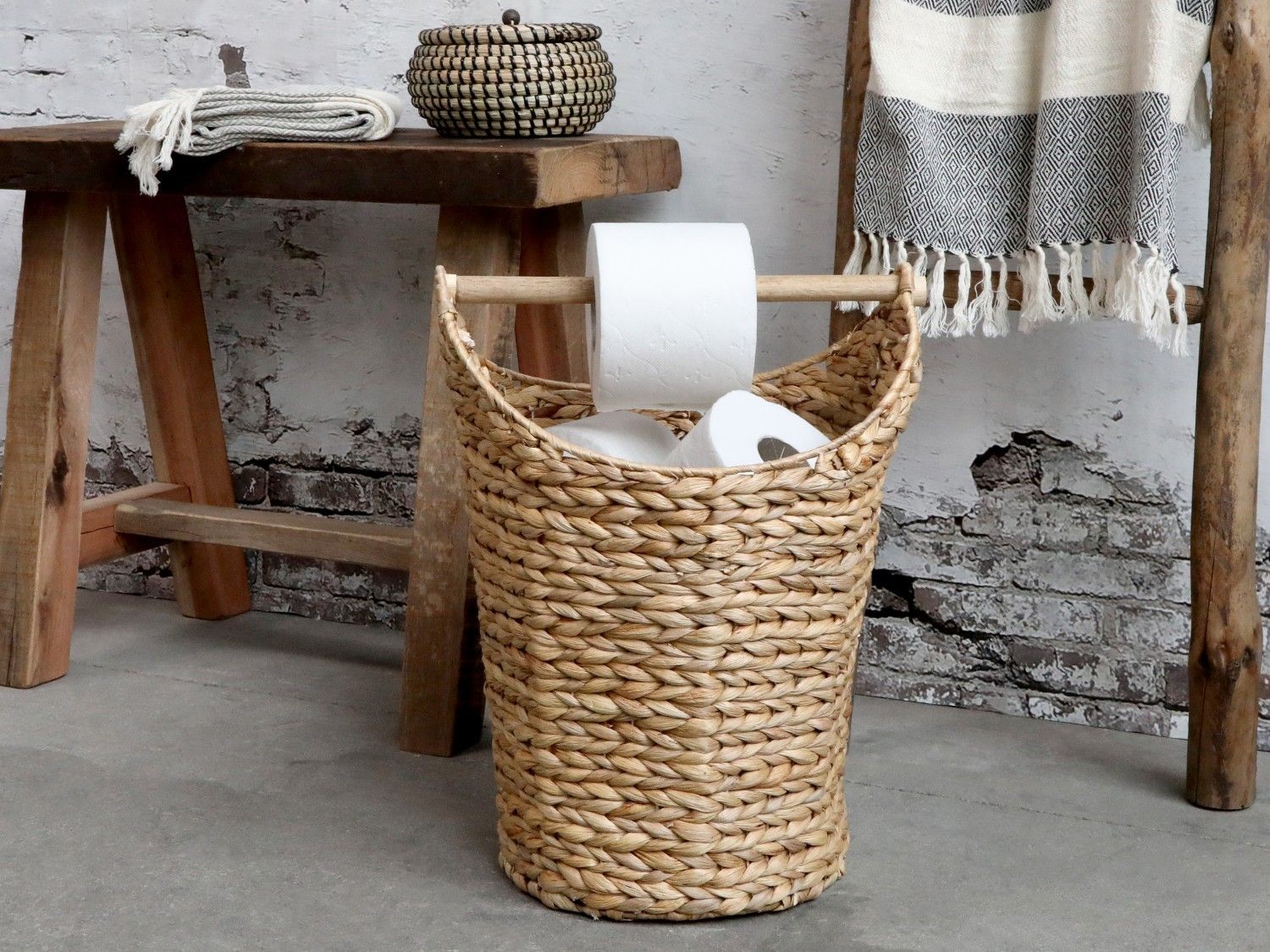 Přírodní košík na toaletní papír z vodního hyacintu - Ø30*40 cm Chic Antique - LaHome - vintage dekorace