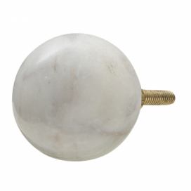 Kameninová kulatá úchytka v bílé barvě s patinou - Ø  3 cm Clayre & Eef