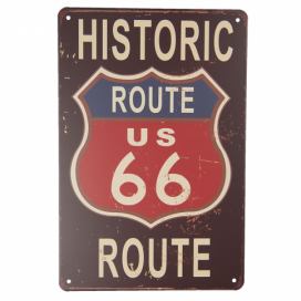 Nástěnná kovová cedule Historic route 66 - 20*30 cm Clayre & Eef