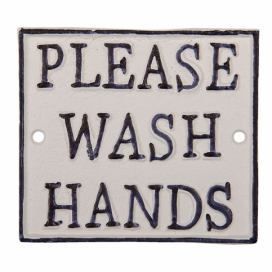 Nástěnná litinová cedule Wash hands - 11*10 cm Clayre & Eef