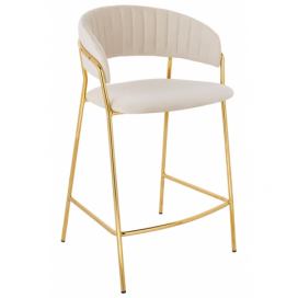 Barová židle MARGO 65 béžový samet, Podstavec zlatý