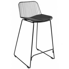Barová židle MILES Černý 66 cm kov, Ekokůže