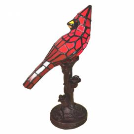 Stolní lampa Tiffany Red Parrot - 15*12*33 cm E14/max 1*25W Clayre & Eef