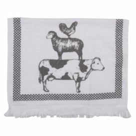 Kuchyňský froté ručník s krávou, ovcí a slepicí - 40*66 cm Clayre & Eef