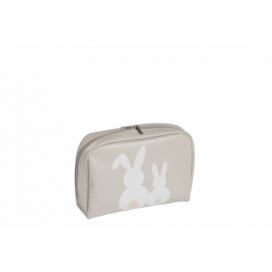 Béžová toaletní taška se zajíčky - 21*6,5*15 cm J-Line by Jolipa