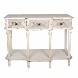 LaHome - vintage dekorace: Bílý dřevěno kovový nástěnný stolek Nonna - 120*40*90 cm Clayre & Eef