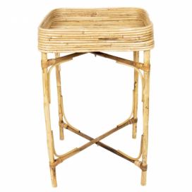 Odkládací stolek z bambusových stonků - 45*45*10/75 cm Clayre & Eef