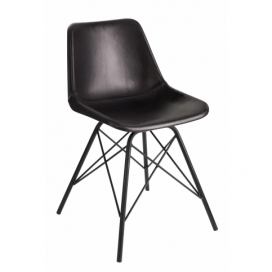 Černá designová židle Mocus potažená koženkou s kovovou konstrukcí - 46*49*79 cm J-Line by Jolipa