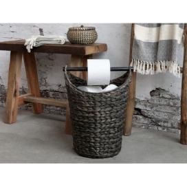 Černý košík na toaletní papír z vodního hyacintu - Ø30*40 cm Chic Antique