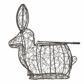 Hnědý dekorační drátěný košík ve tvaru králíka - 26*15*28 cm Clayre & Eef