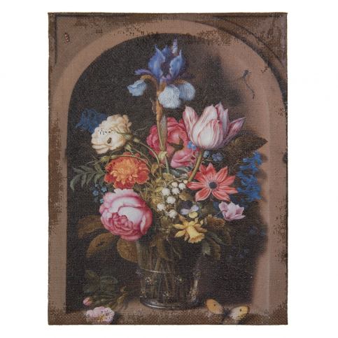 Obraz s květinami ve váze - 30*2*40 cm Clayre & Eef LaHome - vintage dekorace
