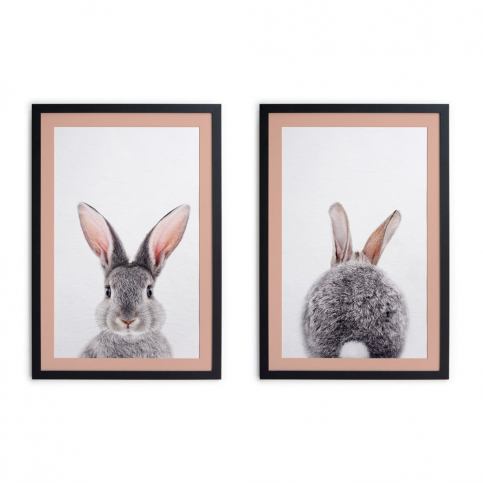 Sada 2 obrazů v černém rámu Madre Selva Rabbit, 30 x 40 cm Bonami.cz