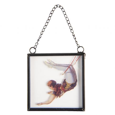 Skleněný obrázek s řetízkem a akrobatem - 7*1*7 cm Clayre & Eef LaHome - vintage dekorace