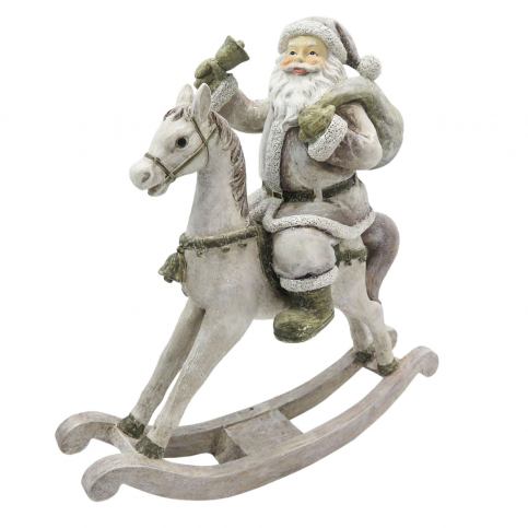 Dekorace Santa na houpacím koni - 20*8*21 cm Clayre & Eef LaHome - vintage dekorace