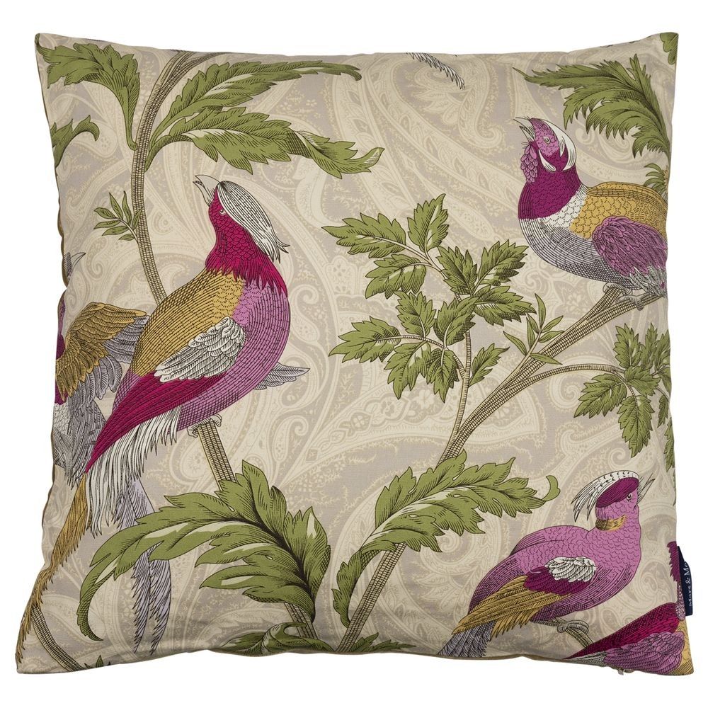 Béžový čtvercový polštář s ptáčky Paisley bird white - 45*45*10cm Mars & More - LaHome - vintage dekorace