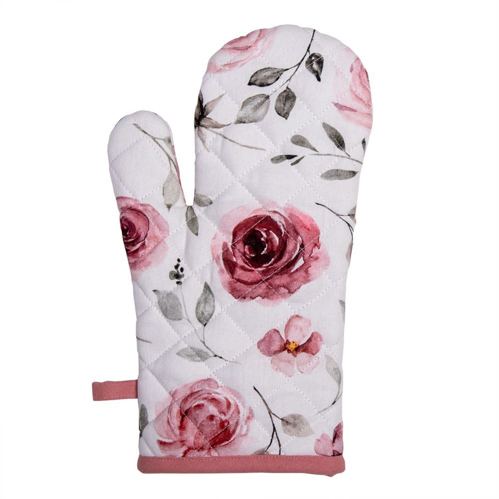 Bavlněná chňapka-rukavice s růžemi Rustic Rose - 18*30 cm Clayre & Eef - LaHome - vintage dekorace