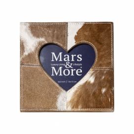 Hnědo -bílý kožený fotorámeček se srdcem Cowie -  20*1,5*20cm  Mars & More LaHome - vintage dekorace