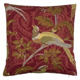 Vínový čtvercový polštář s ptáčky Paisley bird red - 45*45*10cm Mars & More LaHome - vintage dekorace