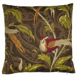 Hnědý čtvercový polštář s ptáčky Paisley bird taupe - 45*45*10cm Mars & More LaHome - vintage dekorace