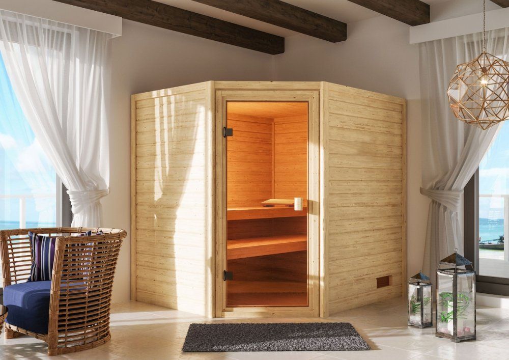 Interiérová finská sauna s kamny 9 kW Dekorhome - DEKORHOME.CZ