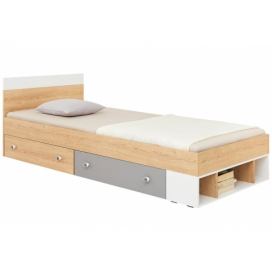 Mládežnická postel 120x200 Pixel 15 Dub piškotový/Bílý lux/šedý