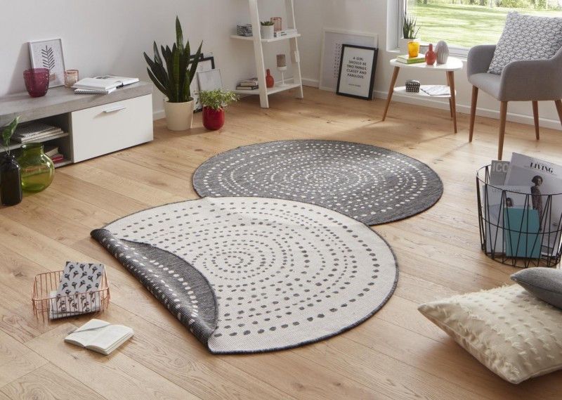 Hanse Home Kusový koberec Twin-Wendeteppiche 103112 - bílá, šedá 140x140 (průměr) kruh - ATAN Nábytek