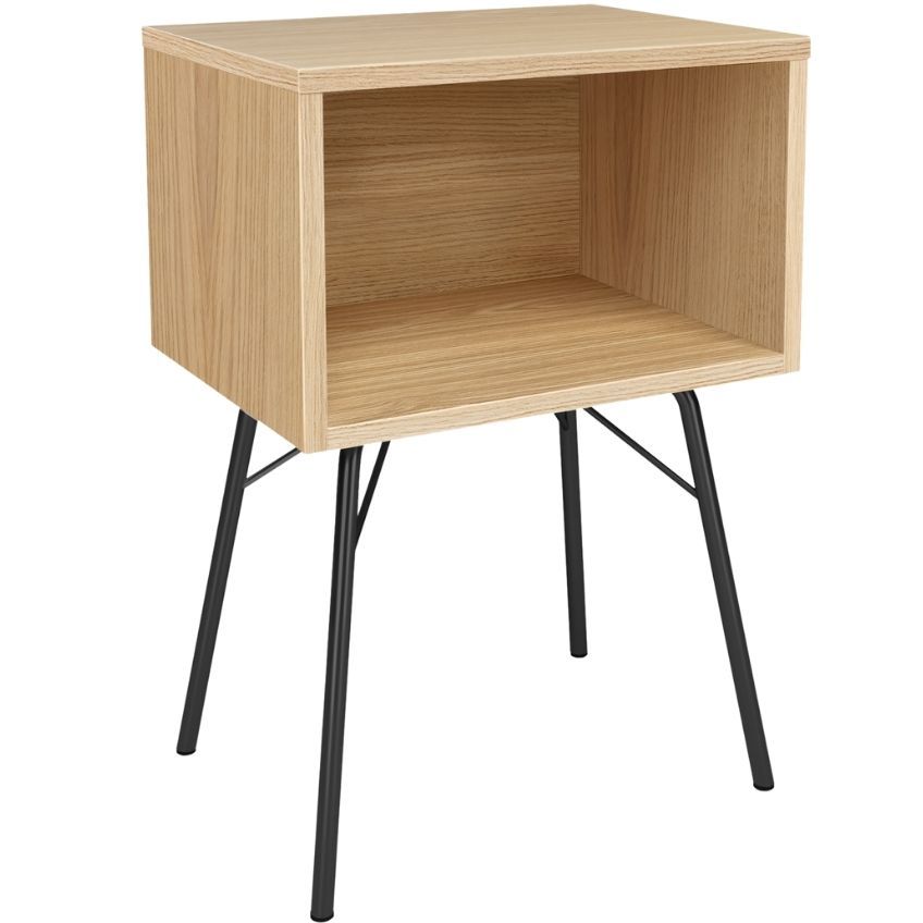 Dubový noční stolek Woodman Rayburn s černou podnoží 40 x 30 cm - Designovynabytek.cz