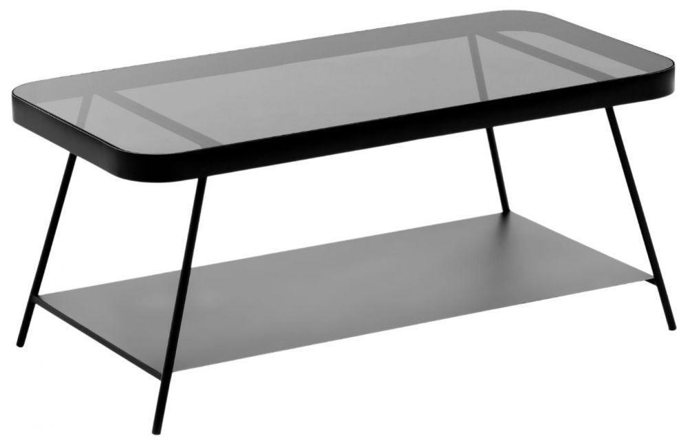 Černý skleněný konferenční stolek Kave Home Duilia 90x45 cm - Designovynabytek.cz
