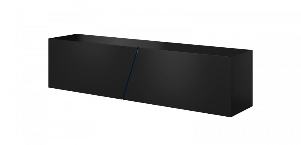 Vivaldi TV stolek Slant s LED osvětlením 160 cm černý mat/černý lesk - Houseland.cz