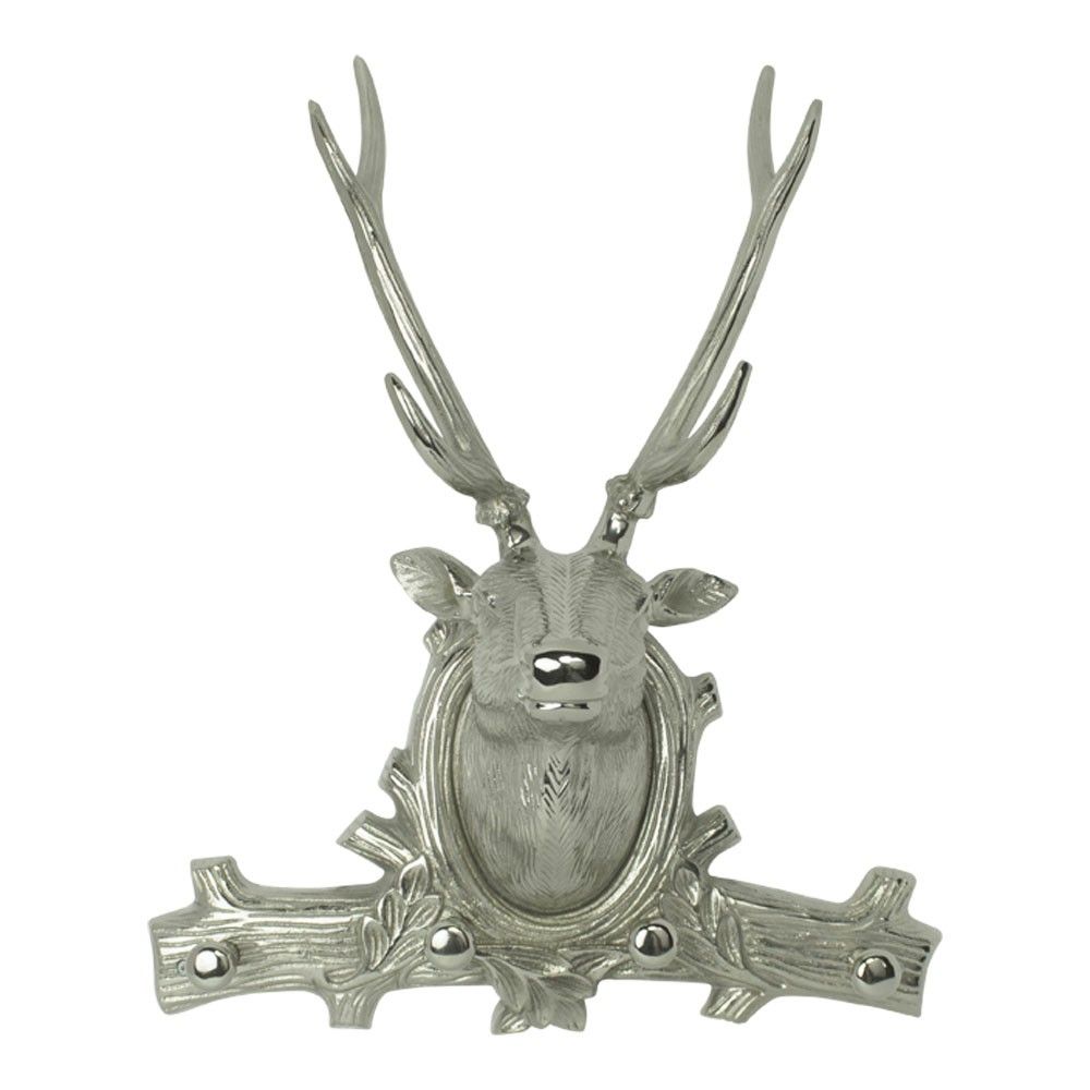 Stříbrný věšák s hlavou jelena - 39*17*49cm Mars & More - LaHome - vintage dekorace