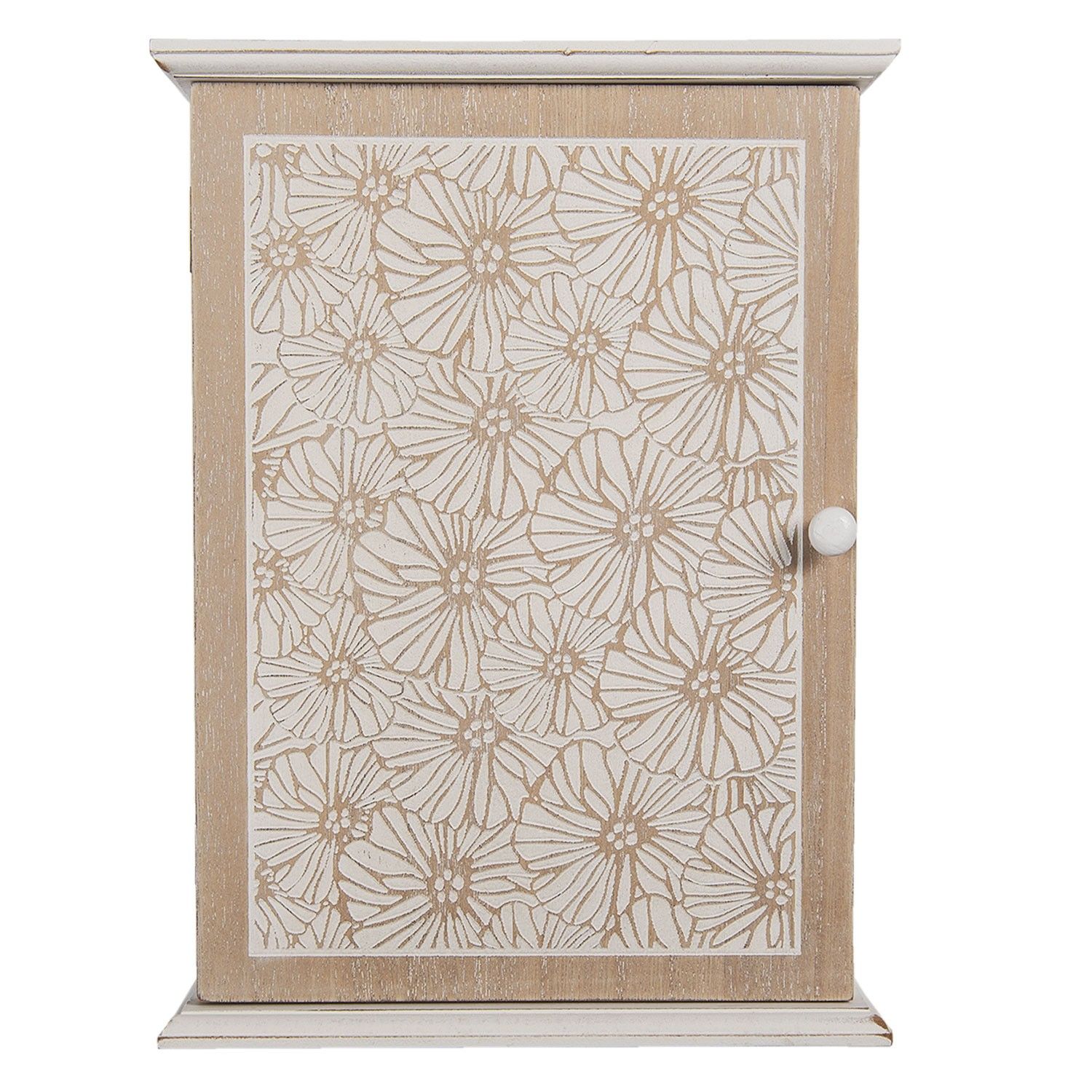 Dřevěná skříňka na klíče s květinami Page - 20*7*27 cm Clayre & Eef - LaHome - vintage dekorace