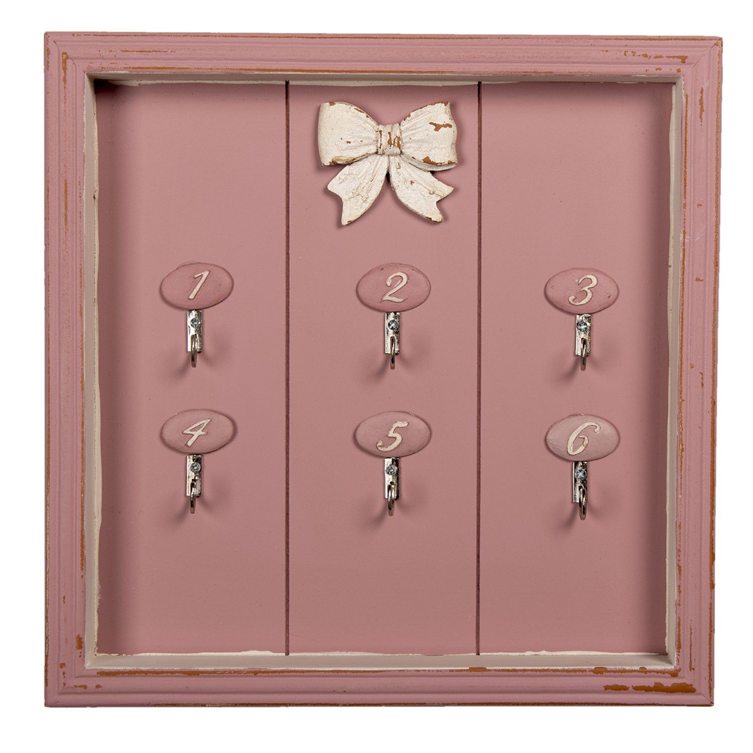 Růžový dřevěný věšák na klíčeb Betsy - 30*4*30 cm Clayre & Eef - LaHome - vintage dekorace