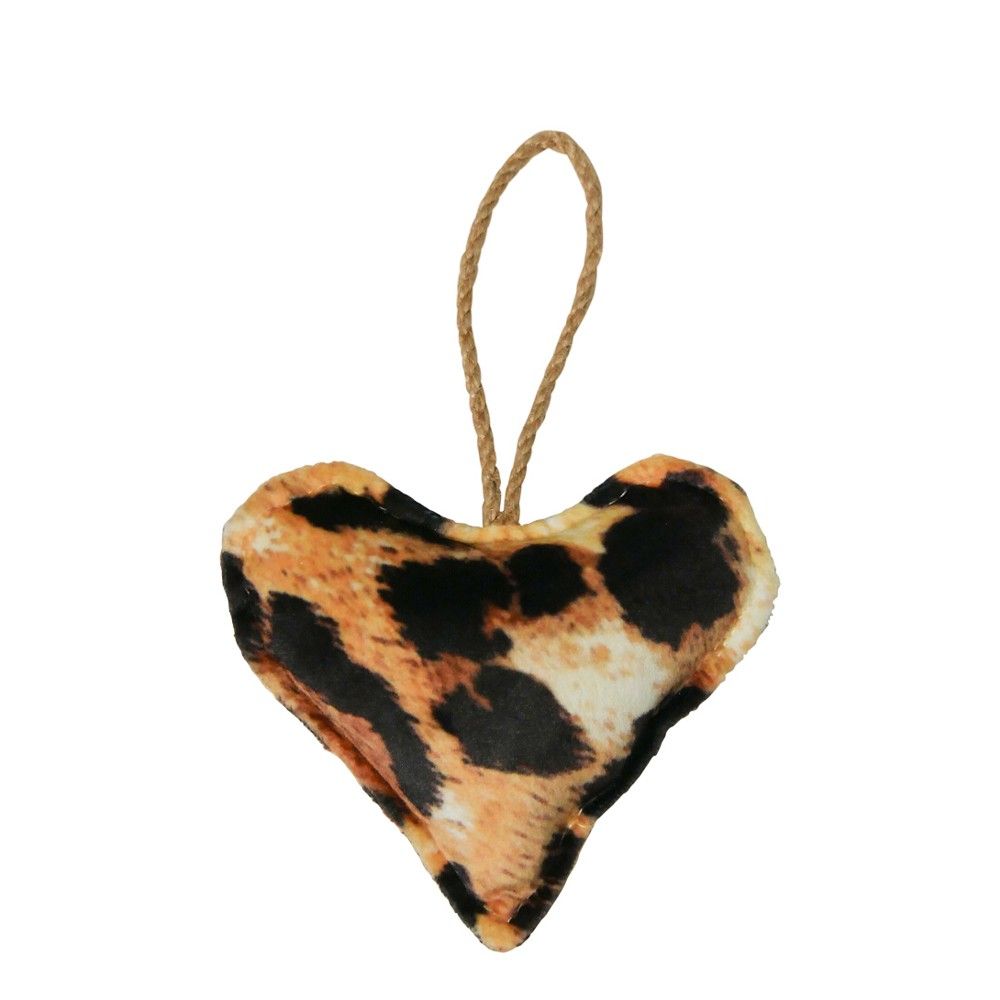 Závěsná dekorace srdce s leopardím motivem - 10*10*5cm Mars & More - LaHome - vintage dekorace