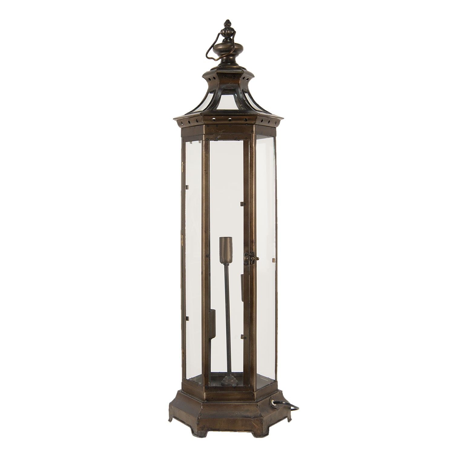 Stolní kovová lampa ve tvaru lucerny Lante - 29*25*79 cm E14 Clayre & Eef - LaHome - vintage dekorace