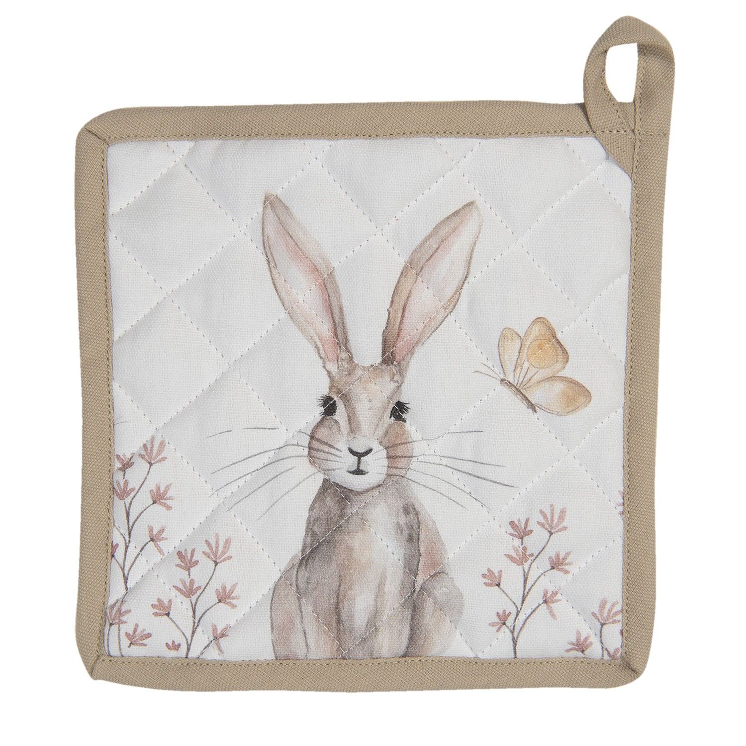 Podložka pod hrnec s motivem králíků Rustic Easter Bunny - 20*20 cm Clayre & Eef - LaHome - vintage dekorace