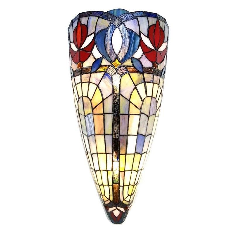 Krémovo-modrá nástěnná lampa Tiffany Mood - 26*18*41 cm E27/max 2*60W Clayre & Eef - LaHome - vintage dekorace