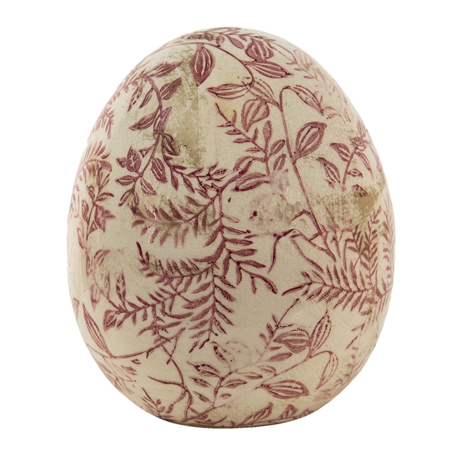 Keramické dekorační vajíčko s květy Roset - Ø14*16 cm Clayre & Eef - LaHome - vintage dekorace